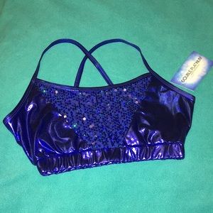 Metallic/Sequin Blue Dance Top